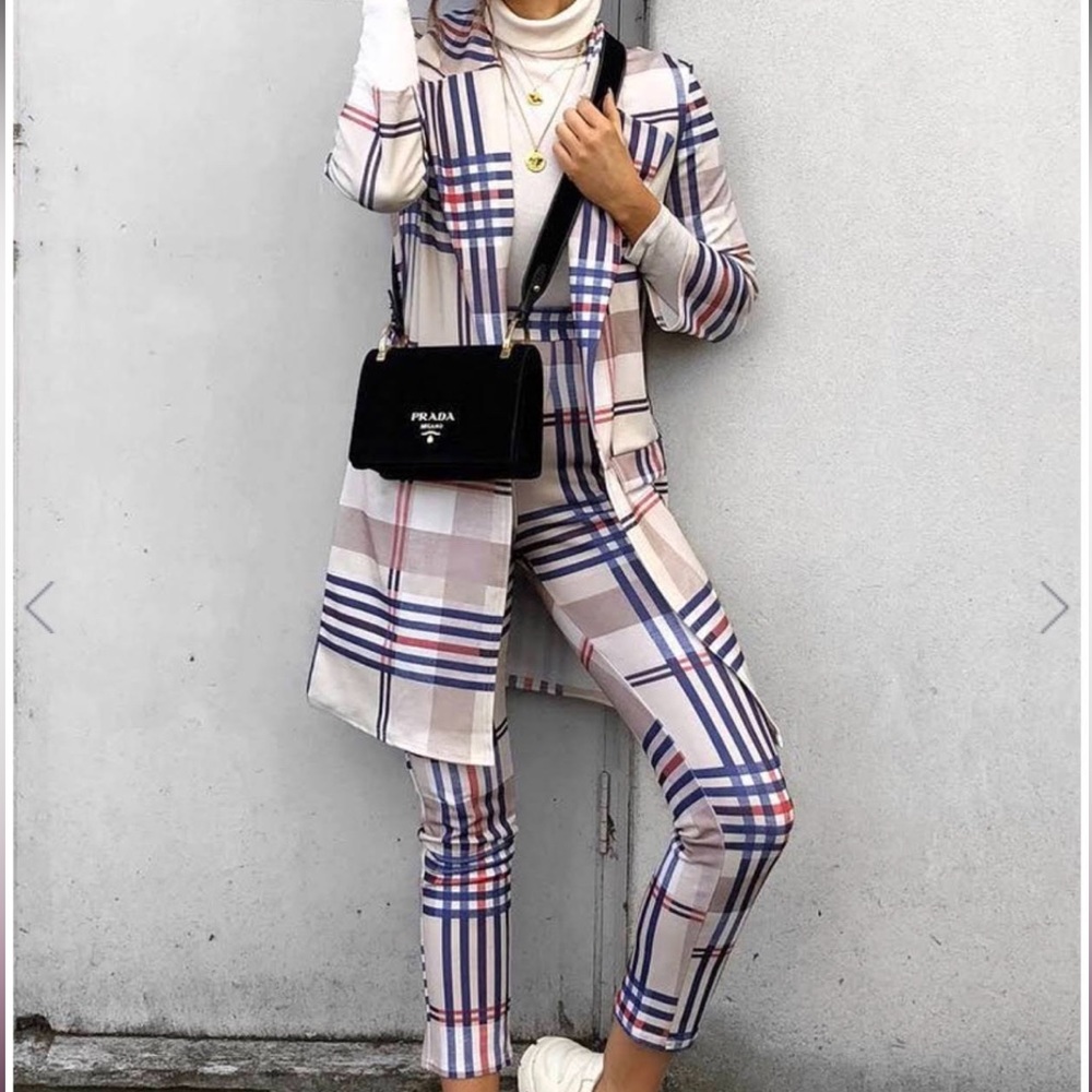 Matching pant and longline blazer set
